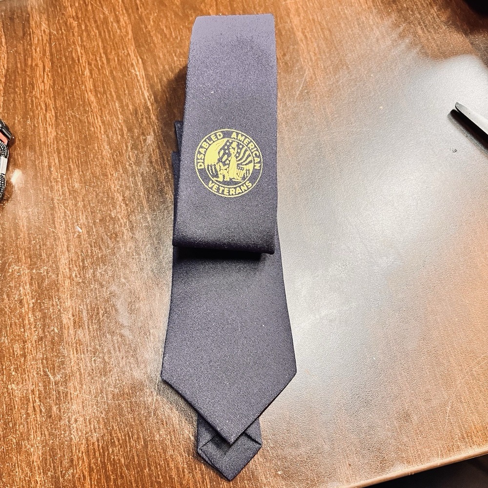 Vintage Disabled American Veterans Navy‎ Necktie 100% Polyester Made in US